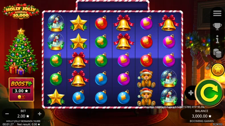 Holly Jolly Bonanza 10,000 Base Gameplay
