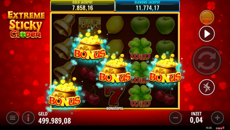Extreme Sticky Clover Bonus Game Trigger